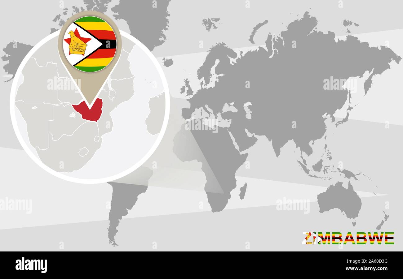 Map Of Limpopo Stock Vector Images Alamy World Map With Magnified Zimbabwe Zimbabwe Flag And Map 2A60D3G