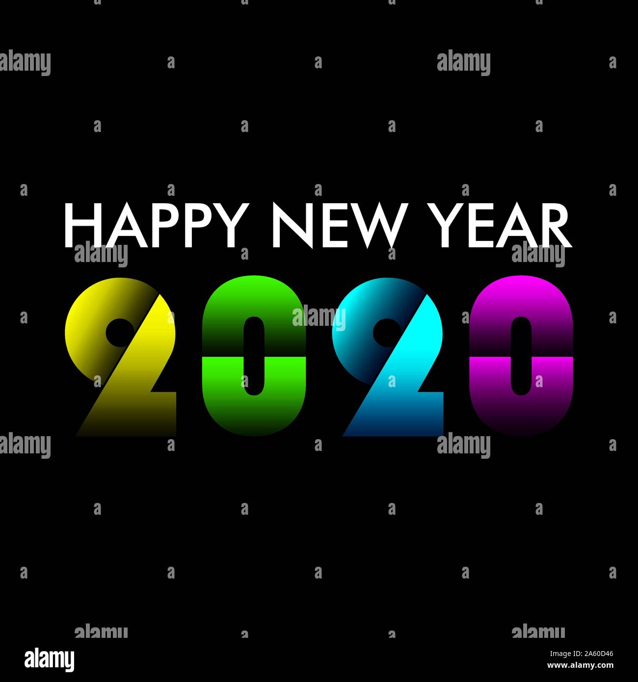 Happy new year 2020 card design, using with colorful cut letters Stock ...