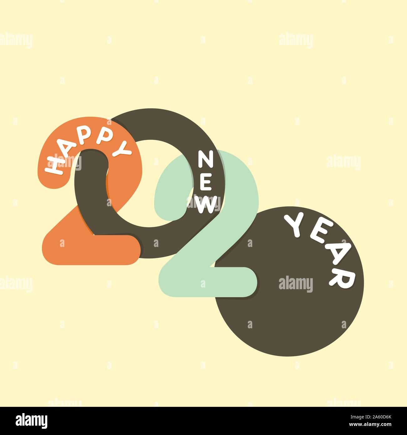 Happy new year 2020 card design, using retro color number concept Stock Vector