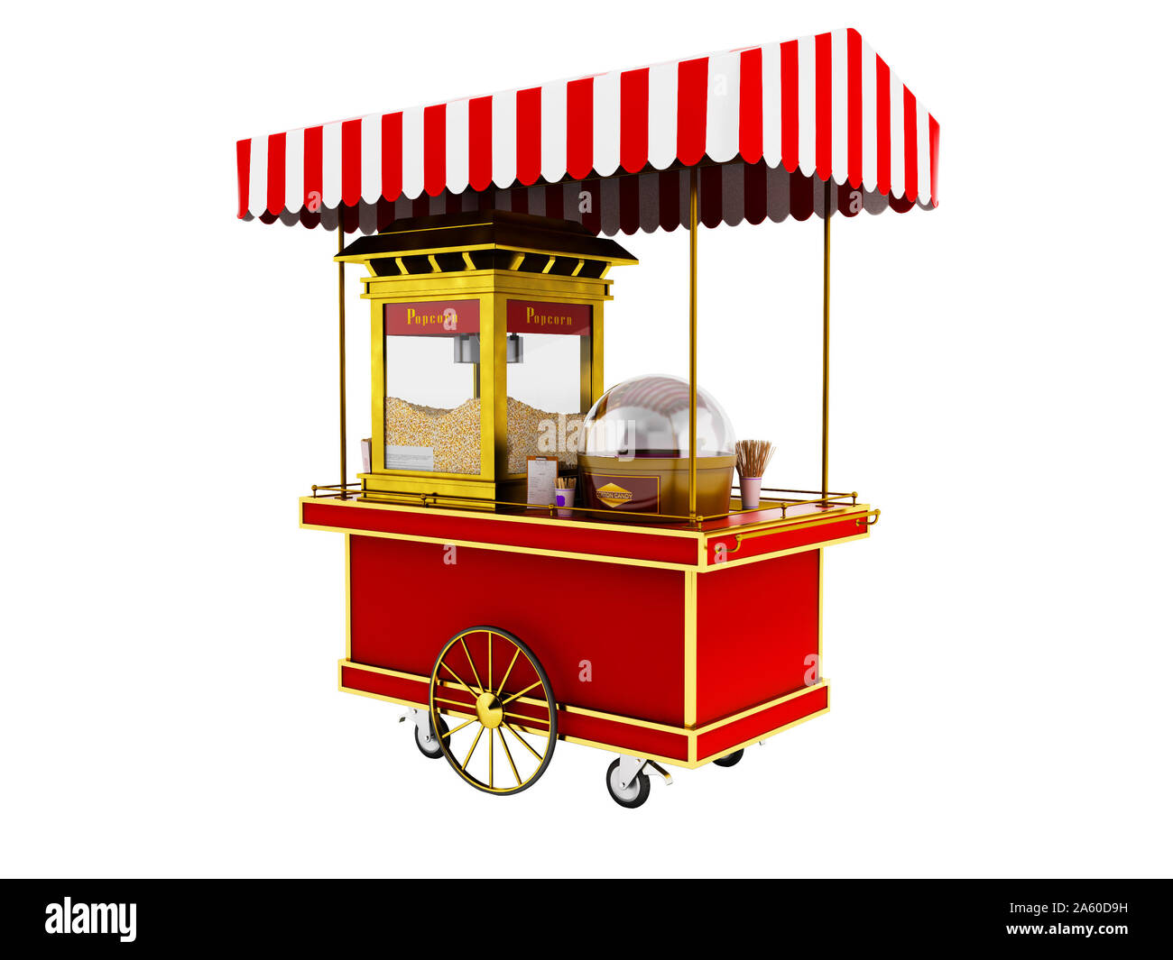 Modern Sale Of Popcorn From Red Truck 3d Render On White Background No Shadow Stock Photo Alamy