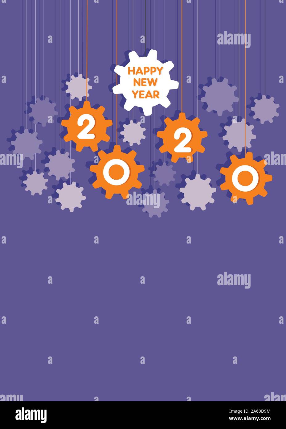 Happy new year 2020 card design, using gear background concept Stock ...