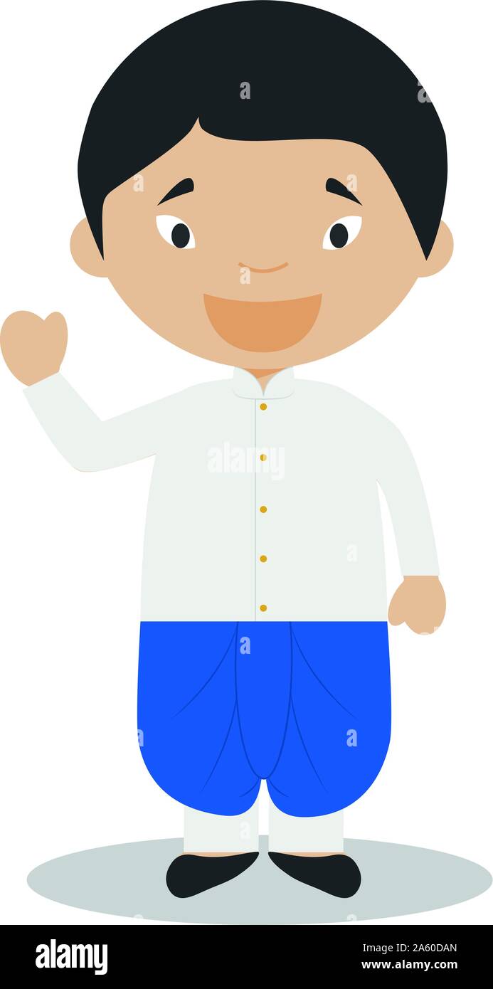 Character from Thailand dressed in the traditional way Vector Illustration. Kids of the World Collection. Stock Vector