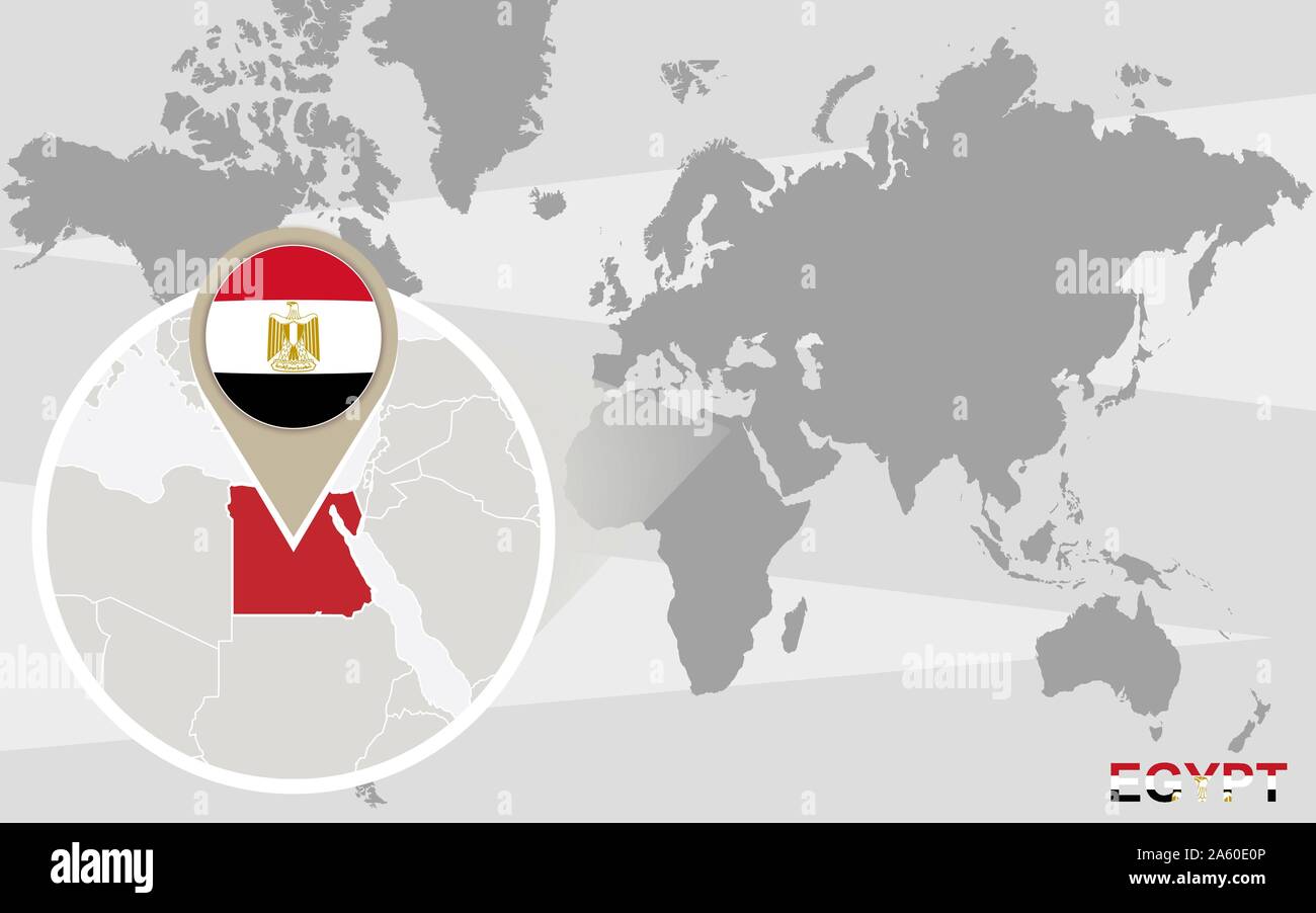 World Map With Egypt Highlighted World Map With Magnified Egypt. Egypt Flag And Map Stock Vector Image & Art  - Alamy