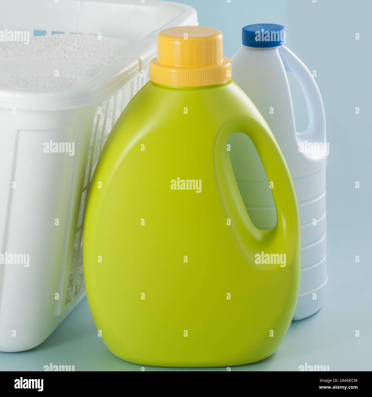 Laundry green detergent bottle and white bleach bottle Stock Photo Alamy