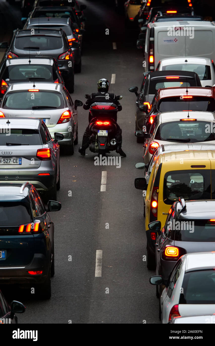 Cars stucked in a traffic jam, Lyon, France Stock Photo Alamy