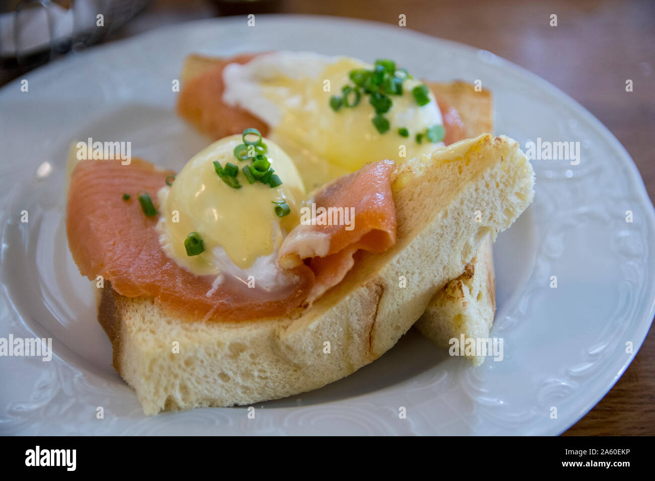 Eggs Benedict Royal, with smoked Salmon, poached eggs, Hollandaise