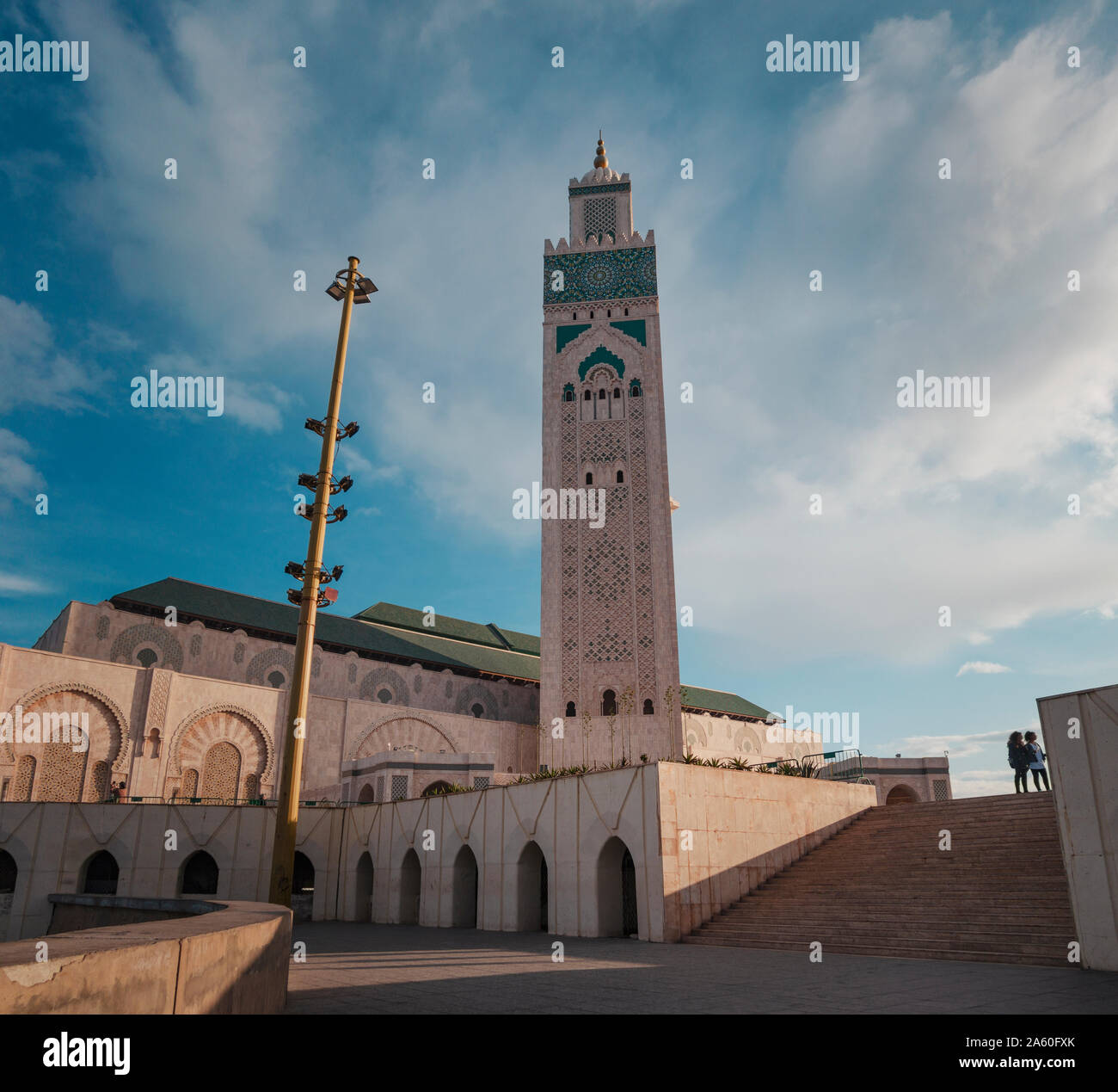 low angle view of Hassan II Mosque against sky - Casablanca, Morocco Stock Photo