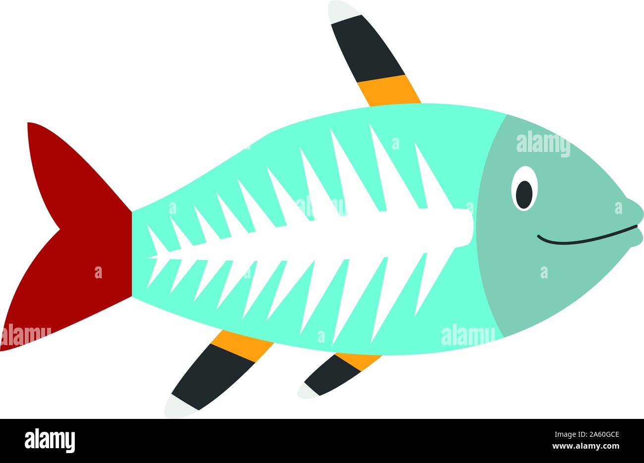 Cute cartoon x-ray fish vector illustration Stock Vector