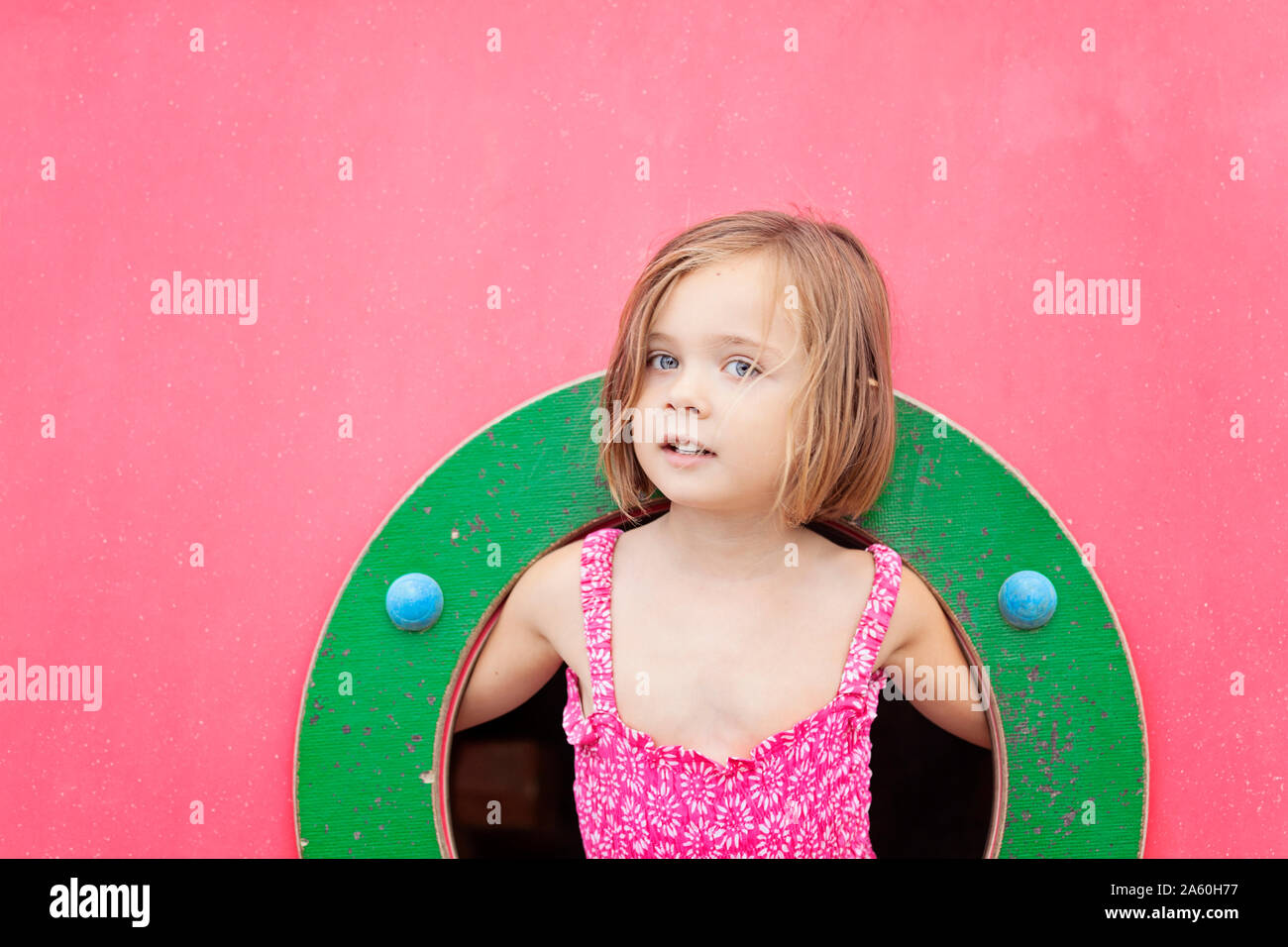 Portrait of toddler girl on playground in summer Stock Photo - Alamy