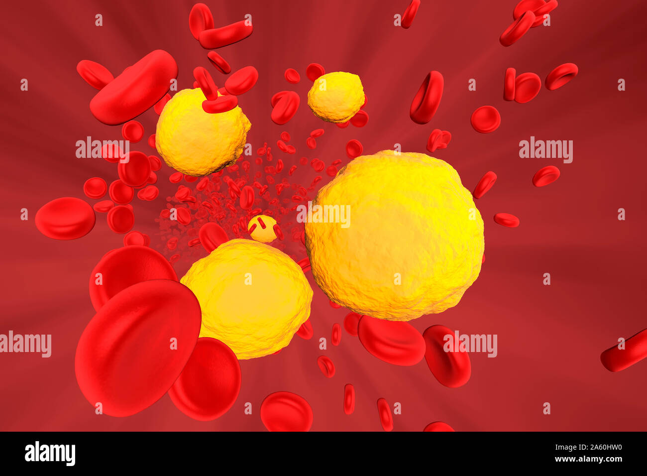 3D rendered Illustration, Cholesterol in the blood stream Stock Photo