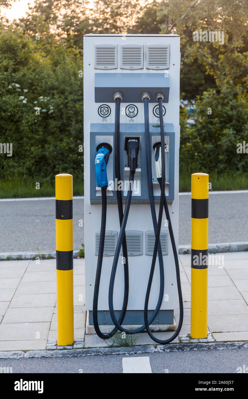Electric Vehicle Charging Station at the motorway Stock Photo