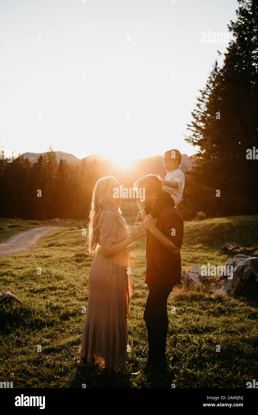 Happy Family Hiking Alpine Meadow High Resolution Stock Photography and ...