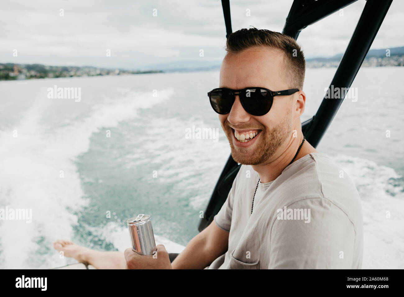 Man enjoying a trip on his boat hi-res stock photography and images - Alamy