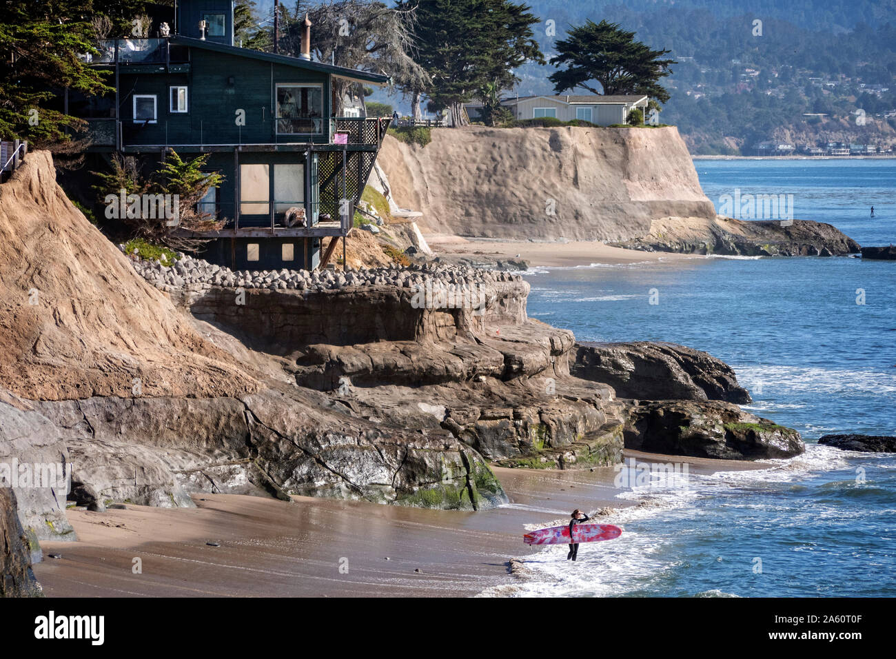 Surfing at  Santa Cruz California USA Stock Photo