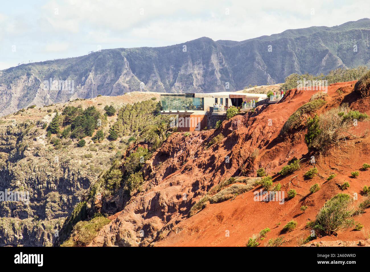 Mirador de Abrante viewing platform in the mountains, La Gomera, Canary Islands, Spain Stock Photo