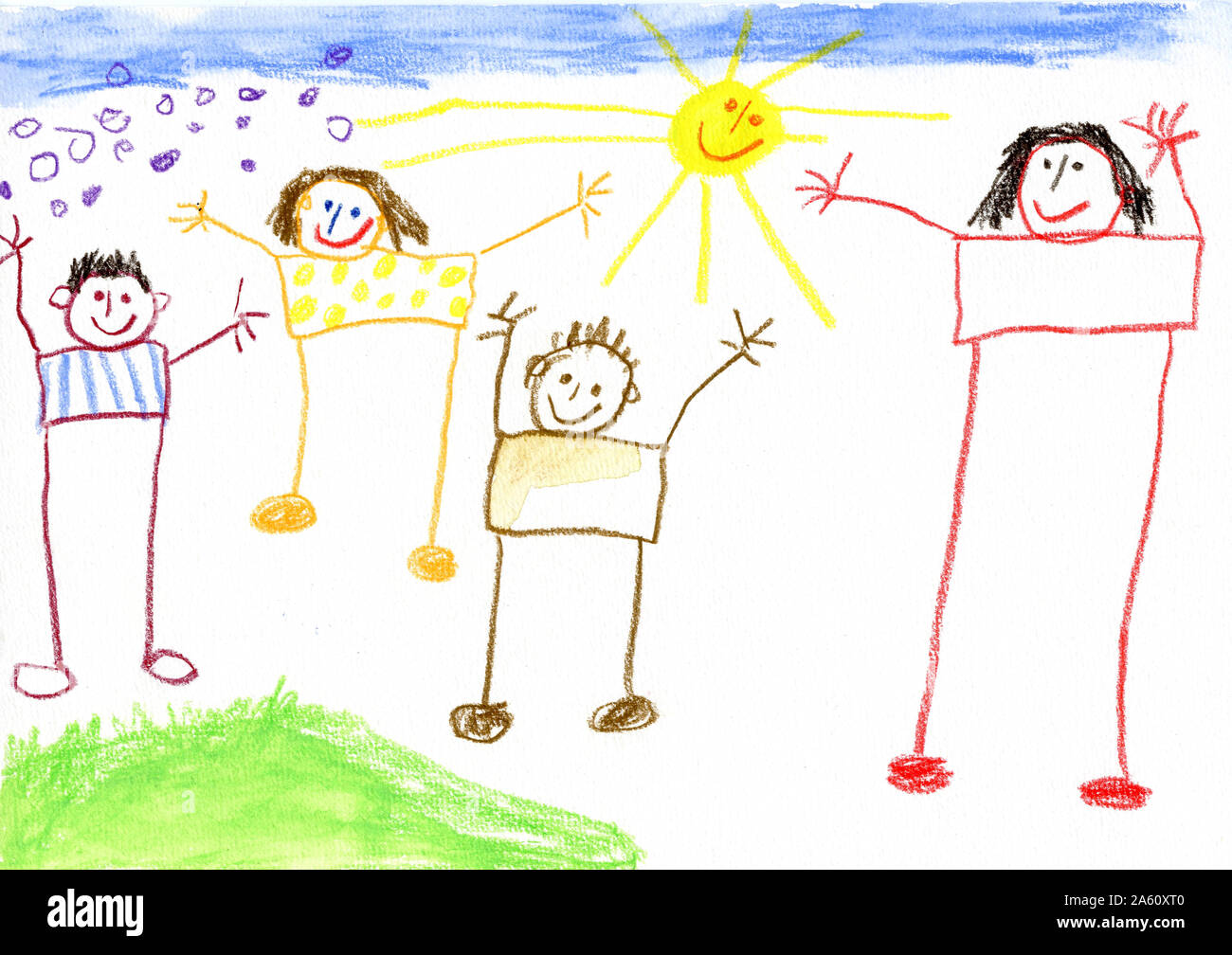 https://c8.alamy.com/comp/2A60XT0/childrens-drawing-happy-family-2A60XT0.jpg