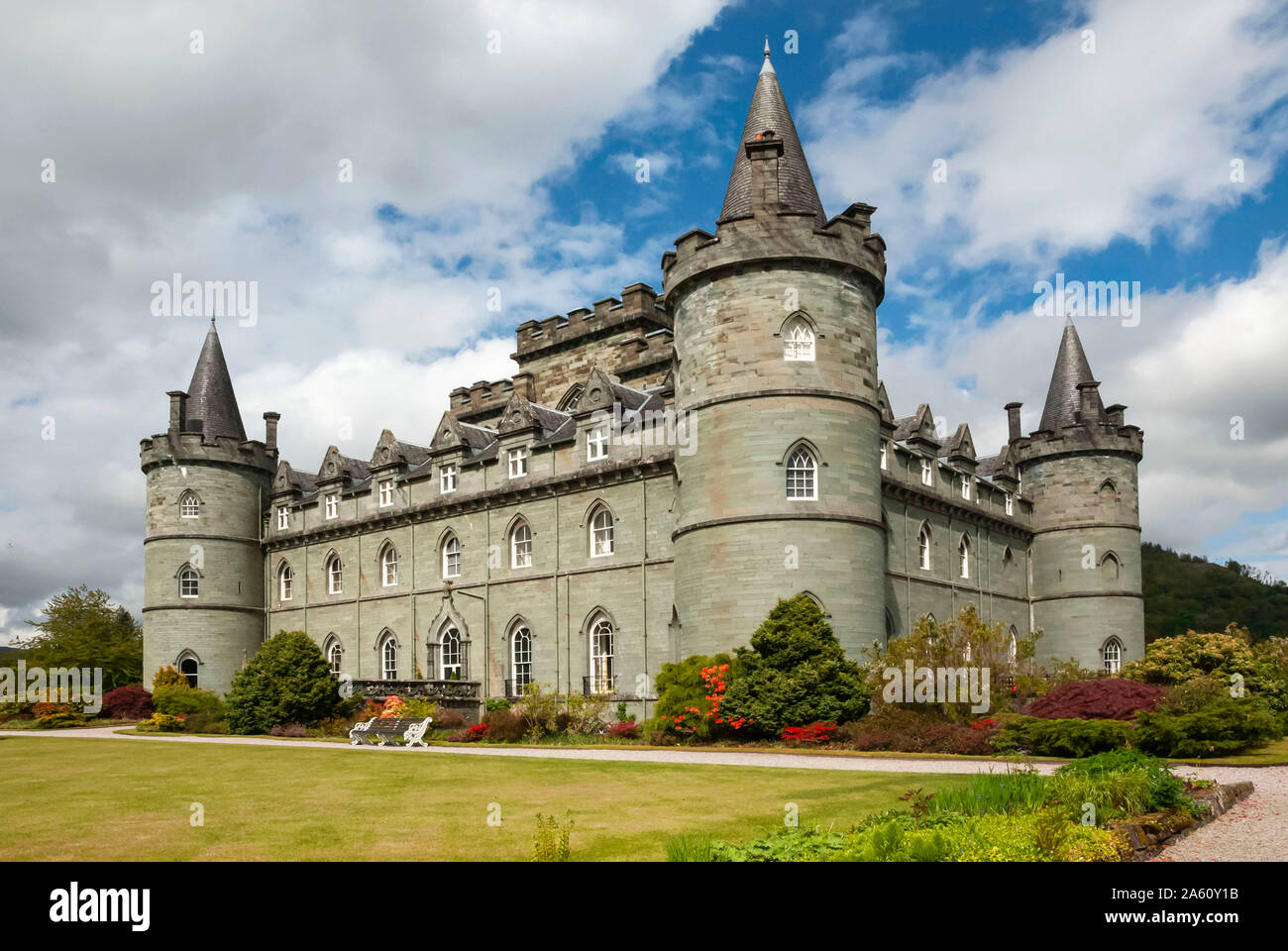 Inveraray Castle and Garden, Clan Campbell Seat, Argyll, Scotland, United Kingdom, Europe Stock Photo