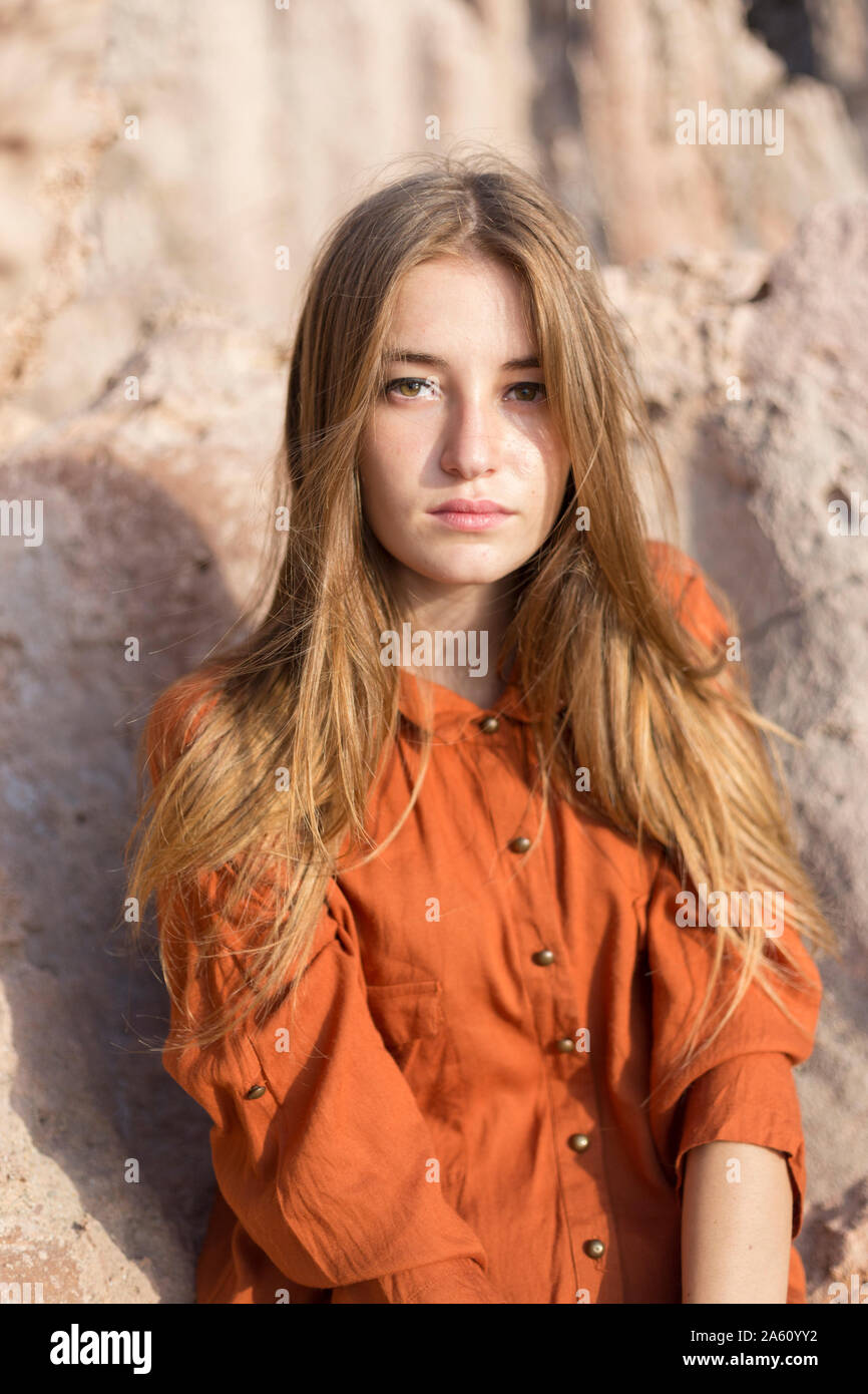 Portrait of a female teenager outdoors Stock Photo