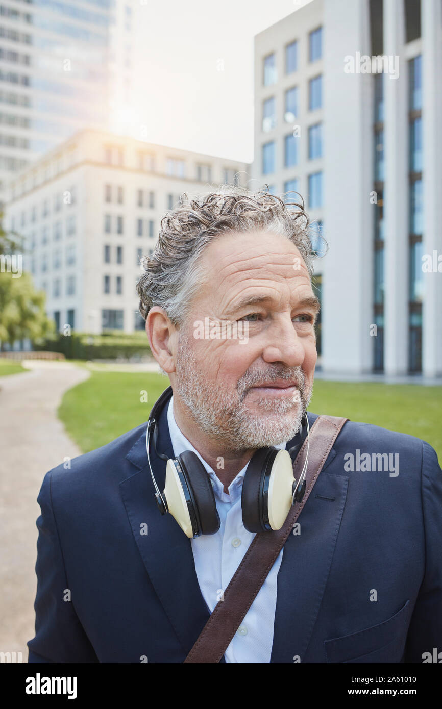 Portrait of confident mature businessman in the city Stock Photo