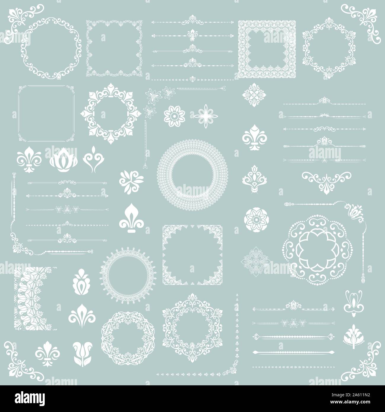 Vintage Set of Vector Horizontal, Square and Round Elements Stock ...
