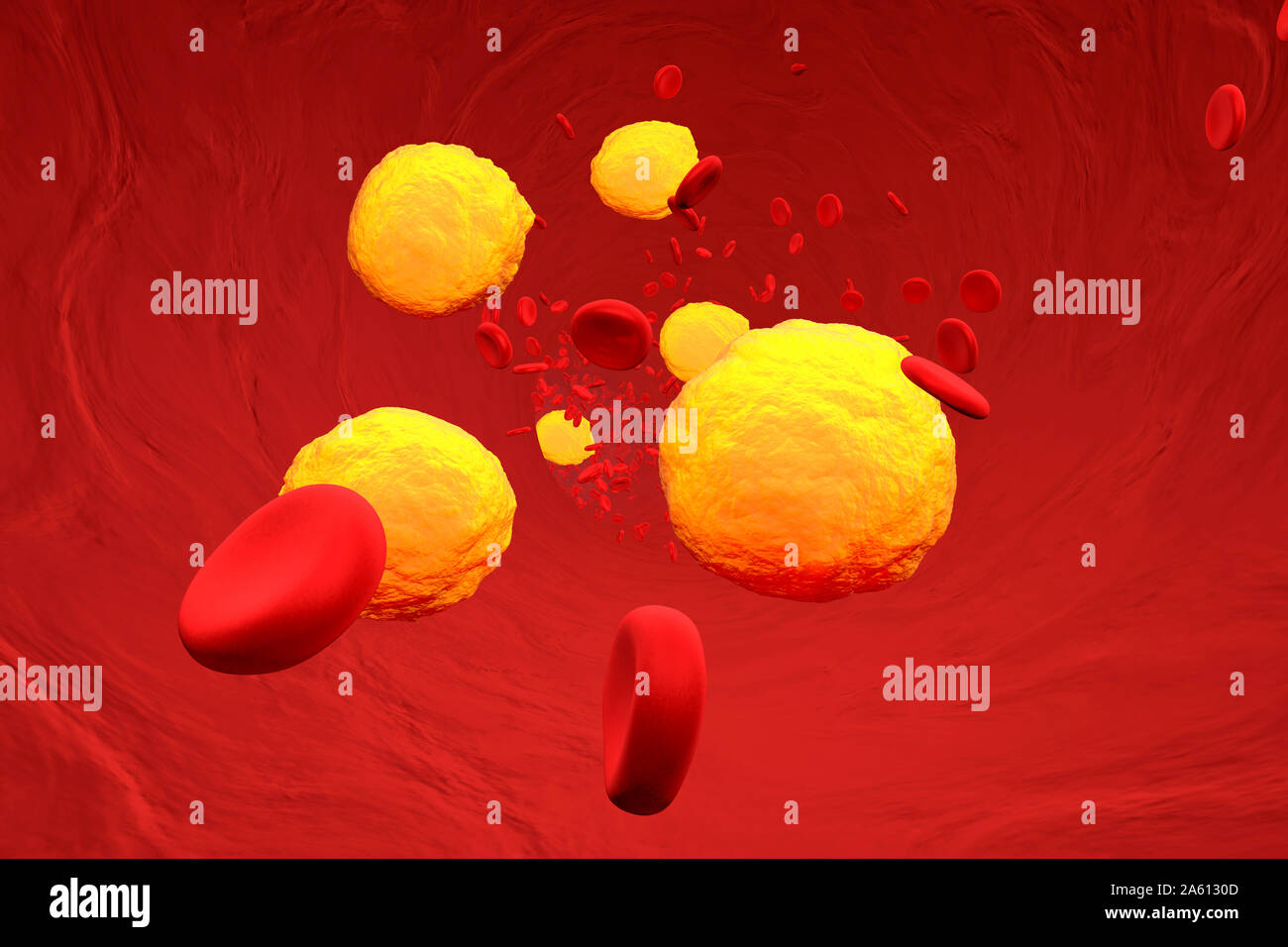3D rendered Illustration, Cholesterol in the blood stream Stock Photo
