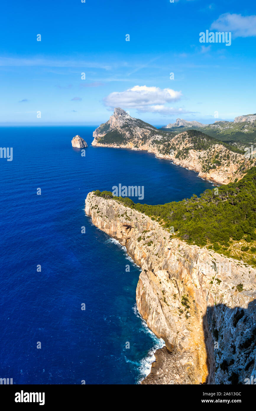 High angle idyllic view of Cala Agulla in Majorca, Spain Stock Photo