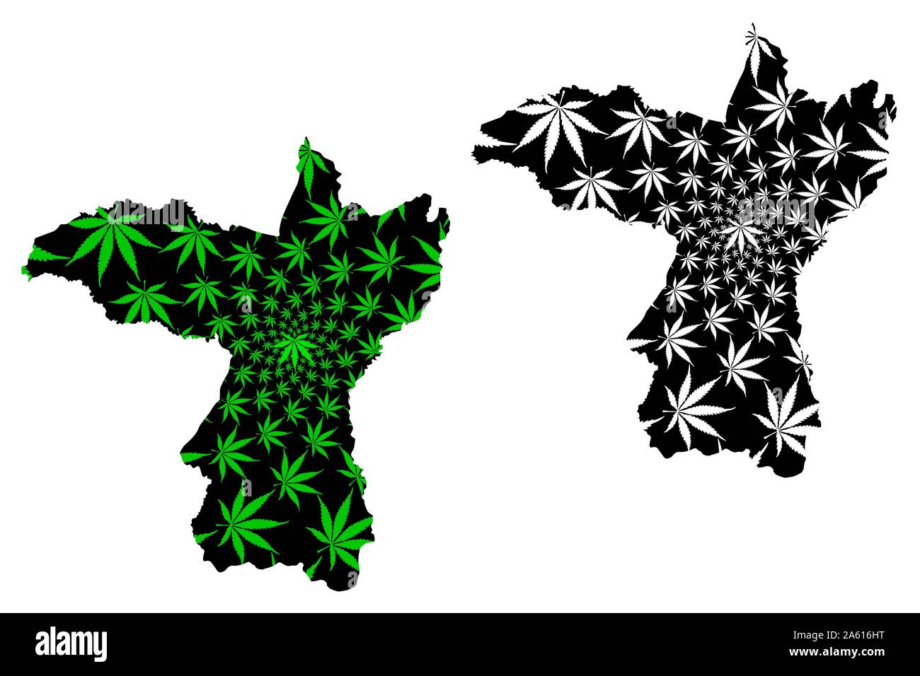 Khon Kaen Province (Kingdom of Thailand, Siam, Provinces of Thailand) map is designed cannabis leaf green and black, Khon Kaen map made of marijuana ( Stock Vector