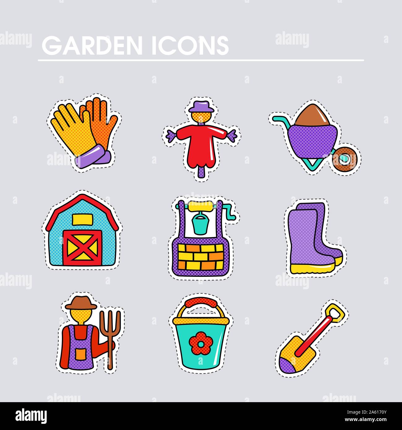 Garden Farm flat vector icon outline isolated. Graph symbol for your ...