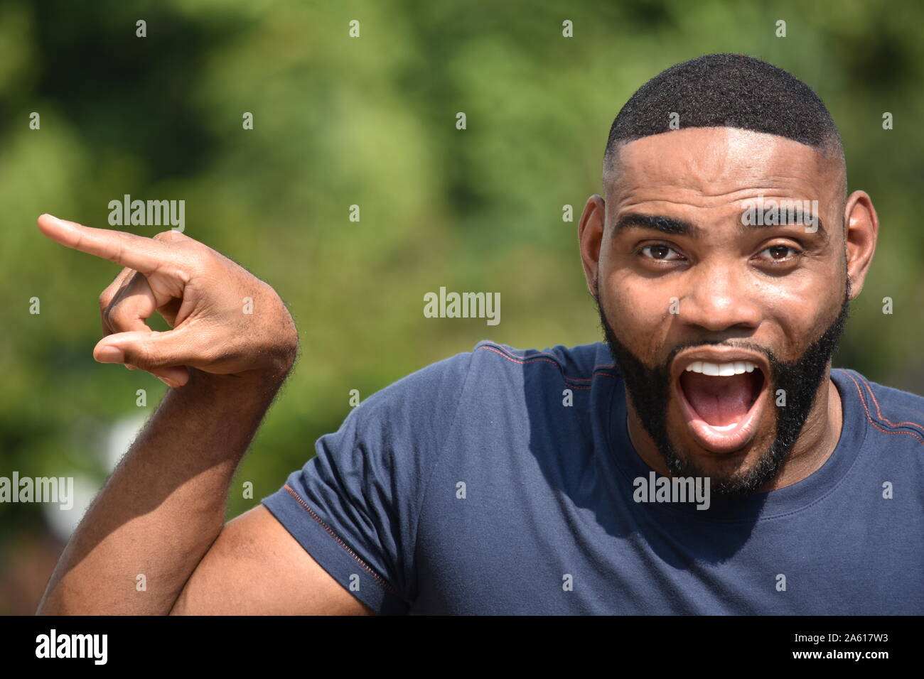 Startled Black Person Stock Photo
