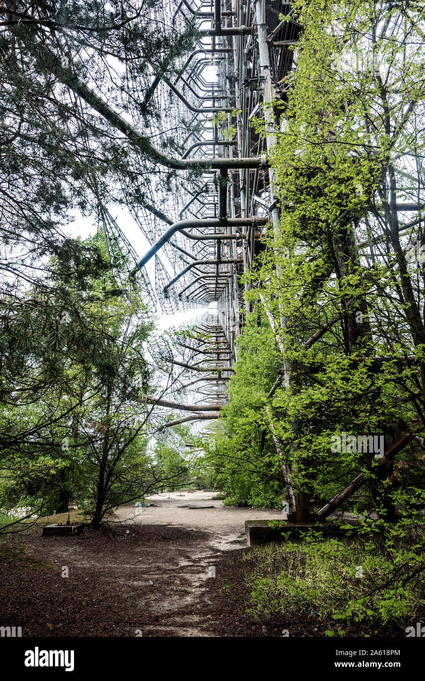 soviet duga radar in Pripyat, Chernobyl Stock Photo