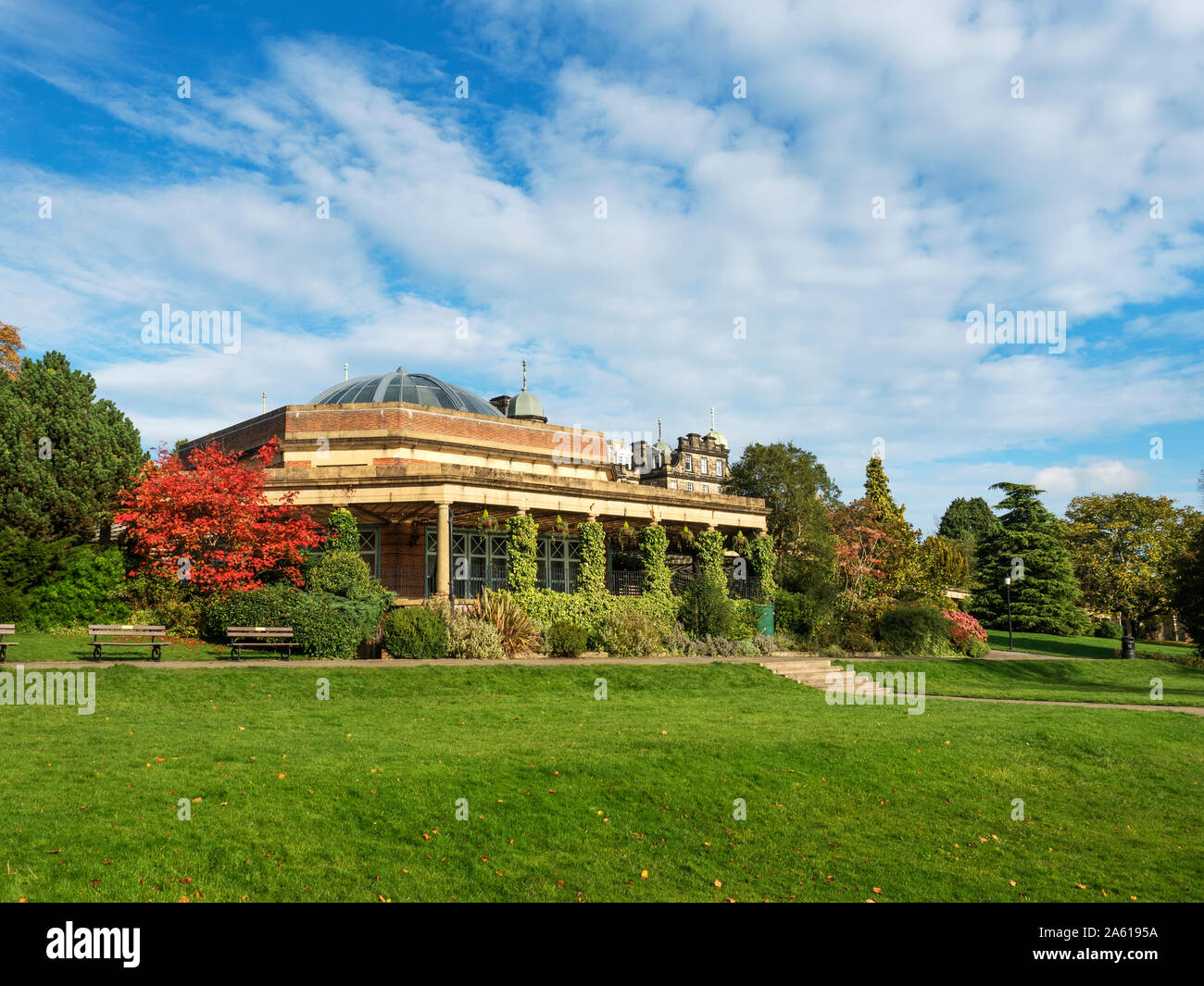 The Sun Pavilion at Valley Gardens in autumn Harrogate North Yorkshire England Stock Photo