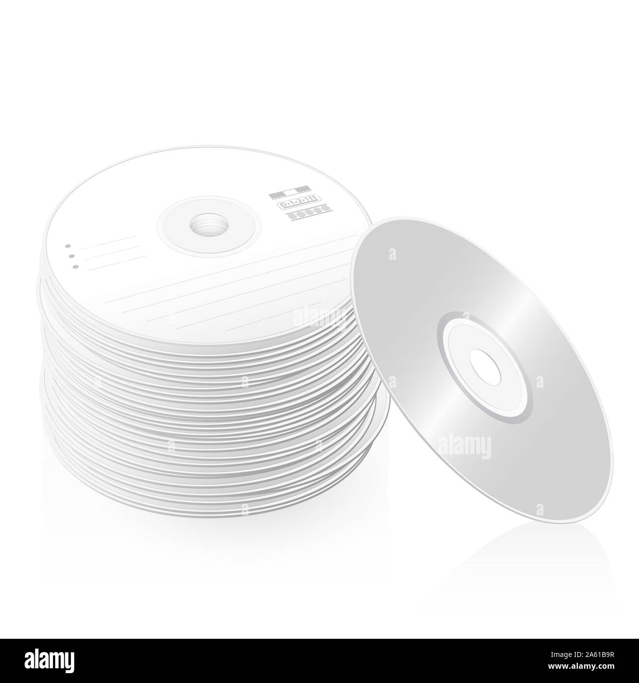 Pile of CDs, compact disc tower, many DVDs, heap of digital versatile discs - symbolic for large bulk and mass of data and information. Stock Photo