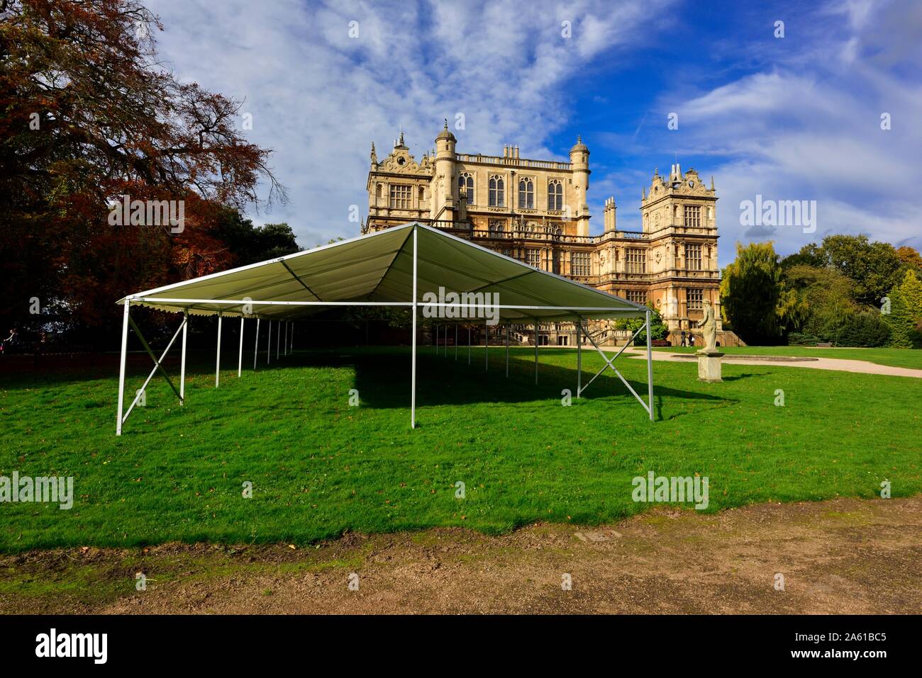 Outdoor marquee tent frame,Wollaton Hall,Nottingham,England,UK Stock Photo Alamy