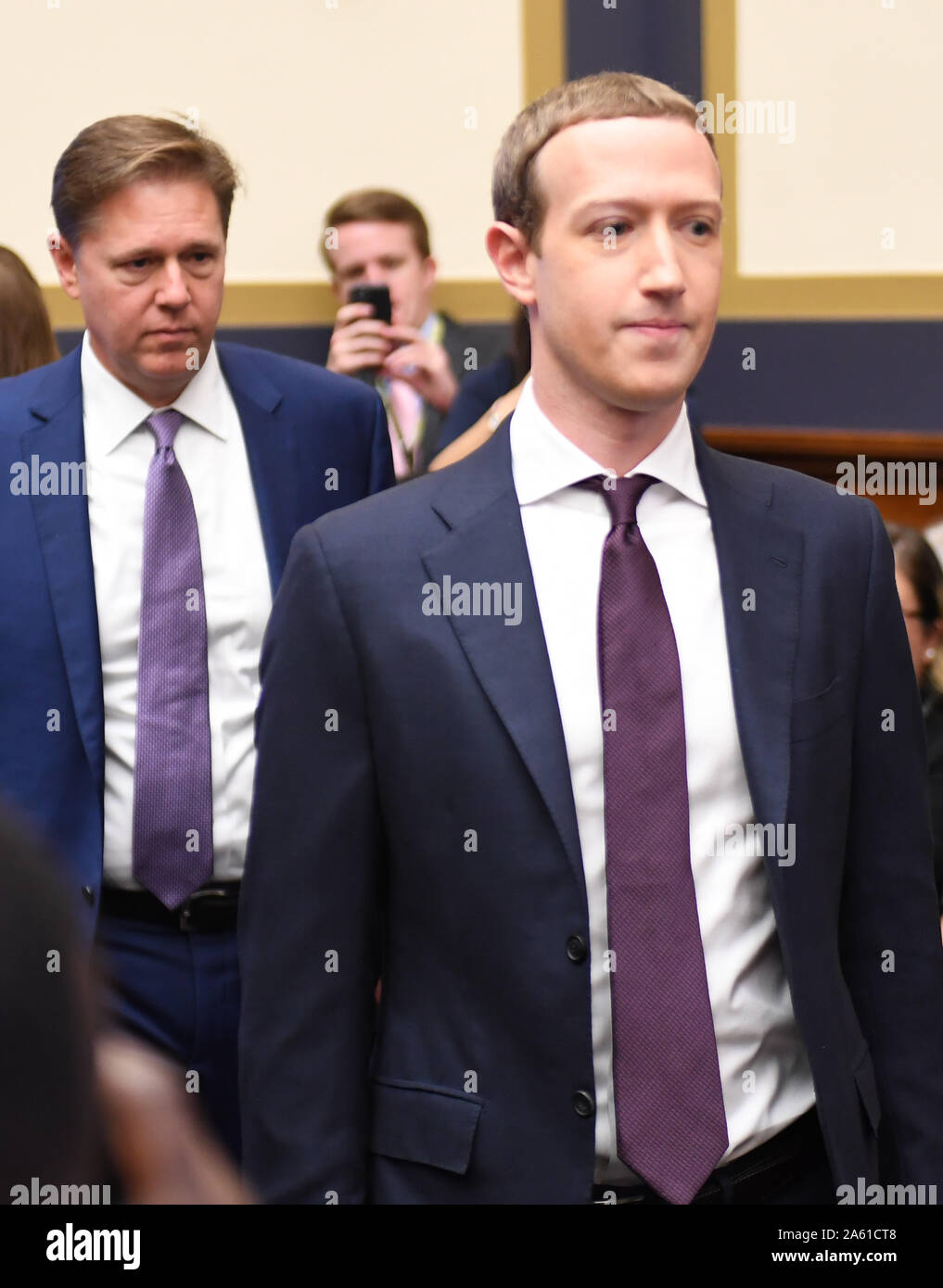 Washington, United States. 23rd Oct, 2019. Facebook CEO Mark Zuckerberg arrives to testify before a Congressional hearing on 'An Examination of Facebook and Its Impact on the Financial Services and Housing Sectors' on Capitol Hill in Washington, DC on Wednesday, October 23, 2019. Photo by Pat Benic/UPI Credit: UPI/Alamy Live News Stock Photo