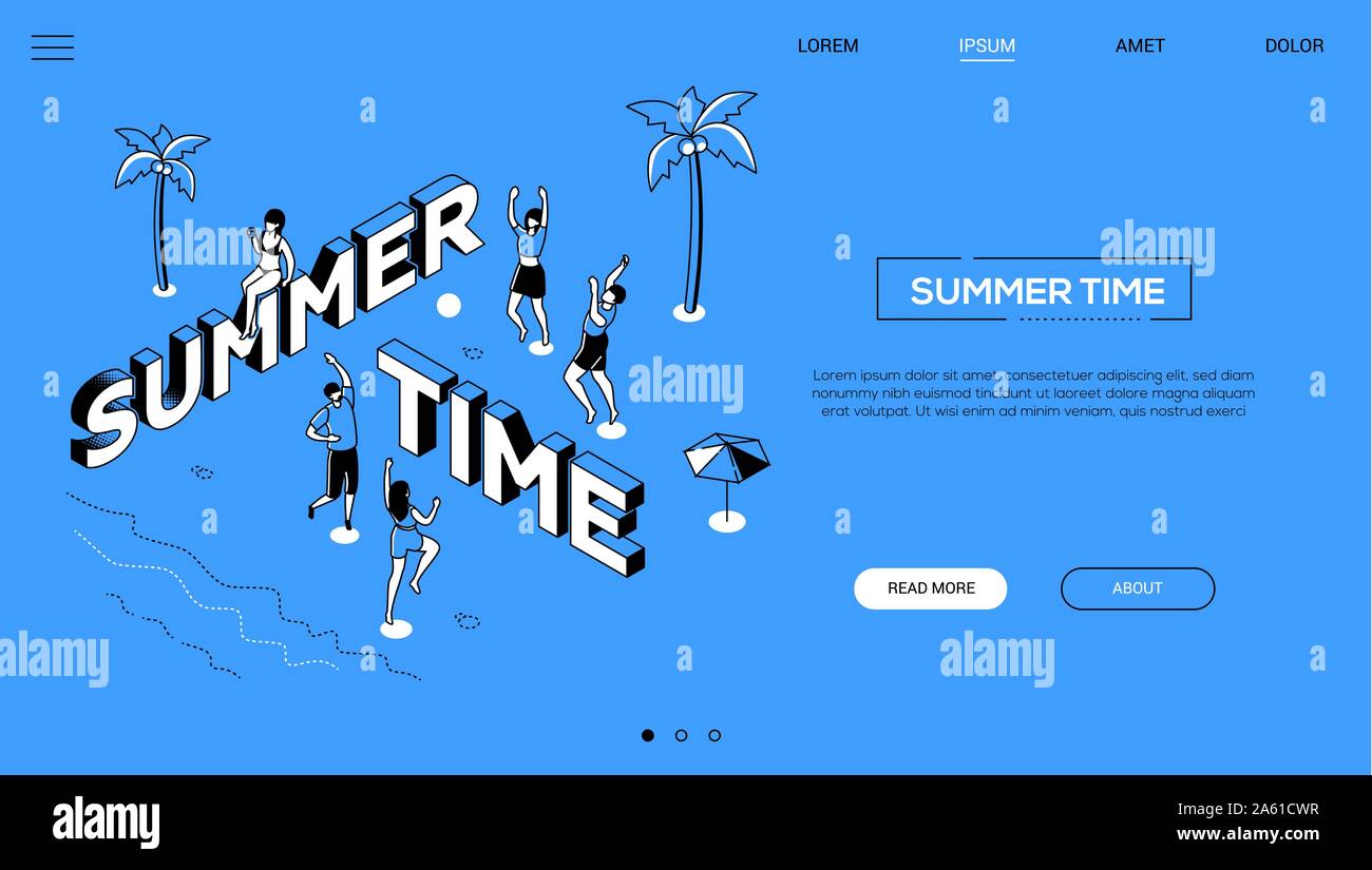 Summer time fun vector landing page template Stock Vector