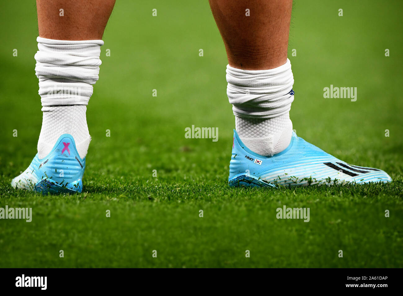 The personalised boots of Son Heung-Min of Tottenham Hotspur - Tottenham  Hotspur v Red Star Belgrade, UEFA Champions League - Group B, Tottenham  Hotspur Stadium, London, UK - 22nd October 2019 Stock Photo - Alamy