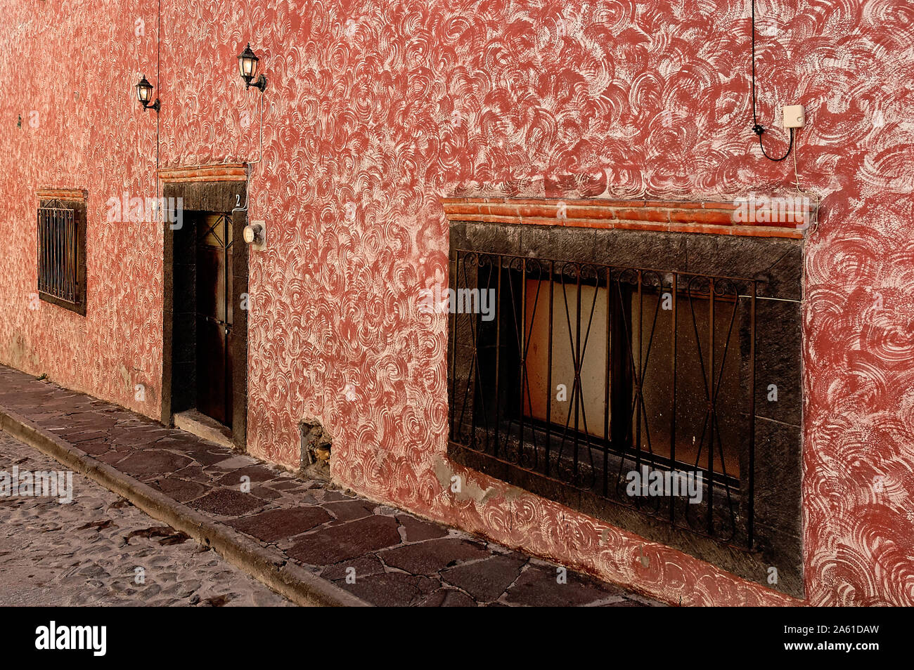 Bernal, Queretaro, Mexico - December 4, 2004: Architectural detail of house facade. Stock Photo