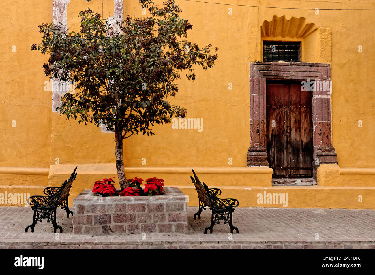 San Miguel de Allende, Guanajuato, Mexico -  December 4, 2004: Architectural detail of downtown buildings and houses Stock Photo