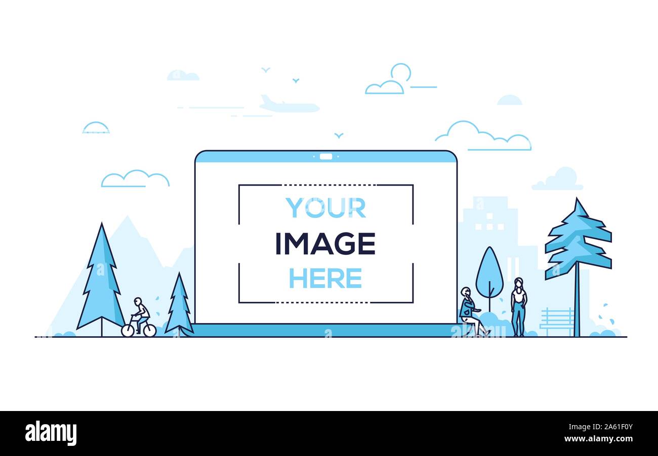 City park - modern thin line design style vector illustration Stock Vector