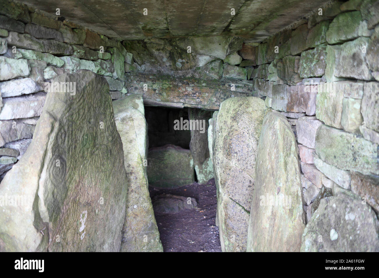 Loughcrew Cairns Neolithic passage tomb entrance, Loughcrew, Oldcastle, County Meath, Republic of Ireland Stock Photo