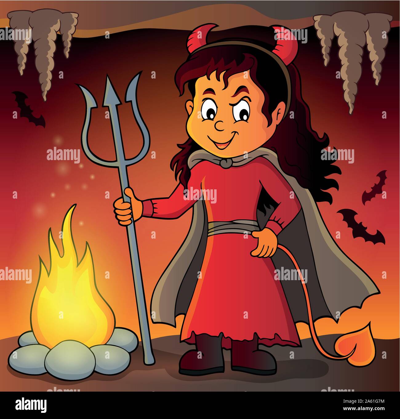 Girl in devil costume image 2 - eps10 vector illustration Stock Vector ...