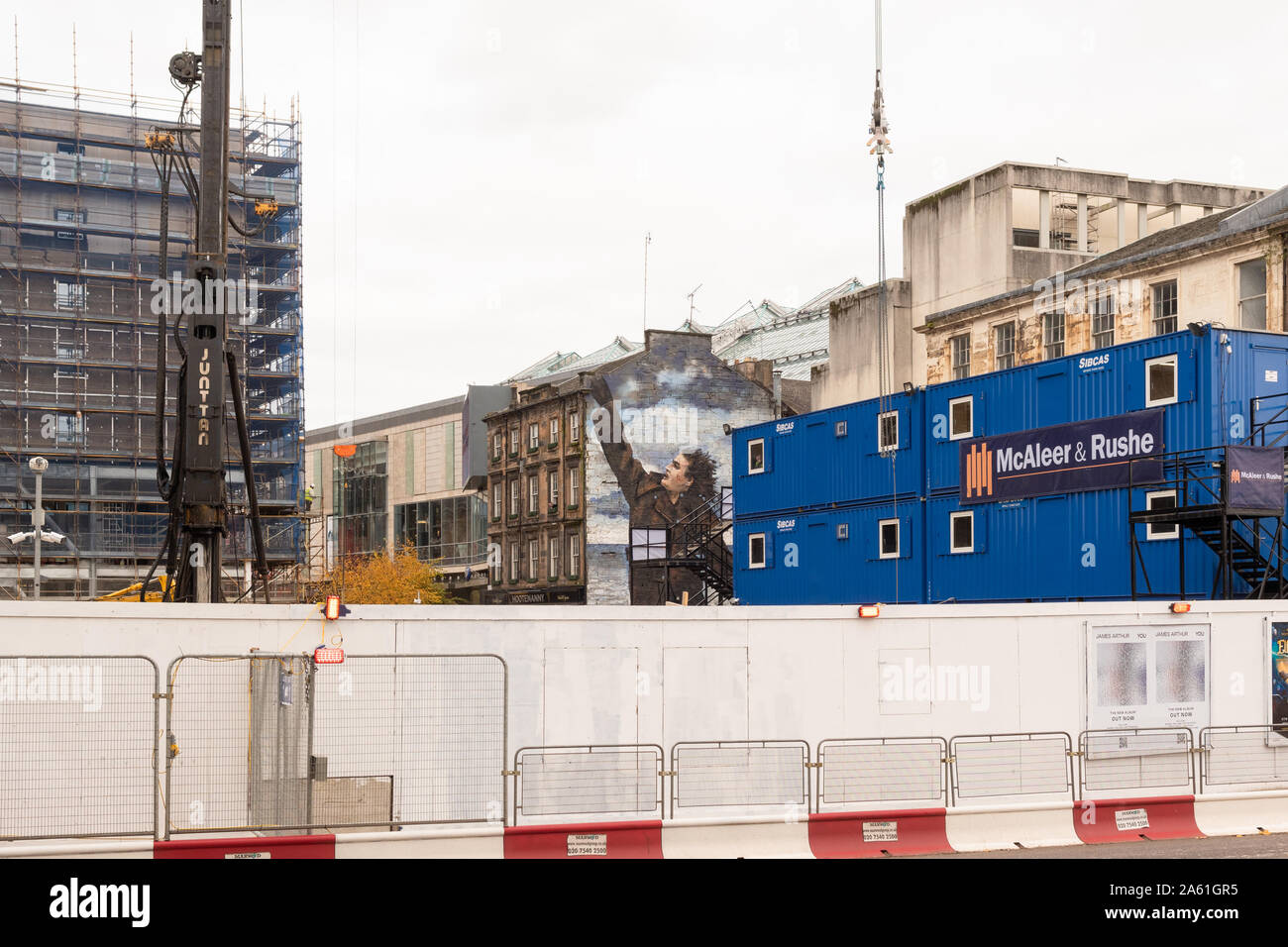 part of Glasgow Custom House Hotels Development under construction by McAleer and Rushe, Clyde Street at Dixon Street, Glasgow, Scotland, UK Stock Photo
