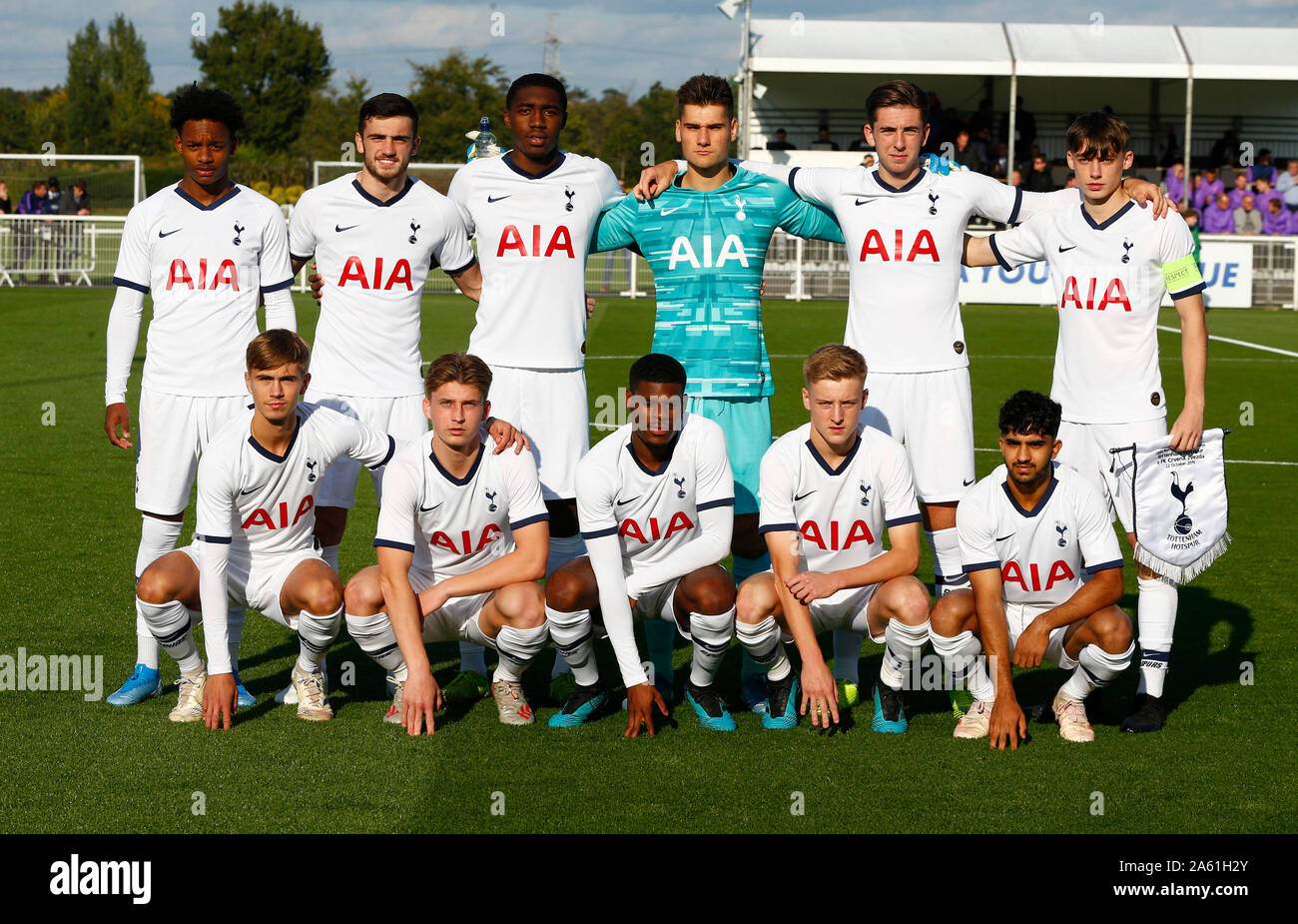 ENFIELD, ENGLAND. OCTOBER 22: Tottenham Hotspur Team Shot during UAFA Youth League between Tottenham Hotspur and Crvena zvezda ( Red Star Belgrade) at Stock Photo