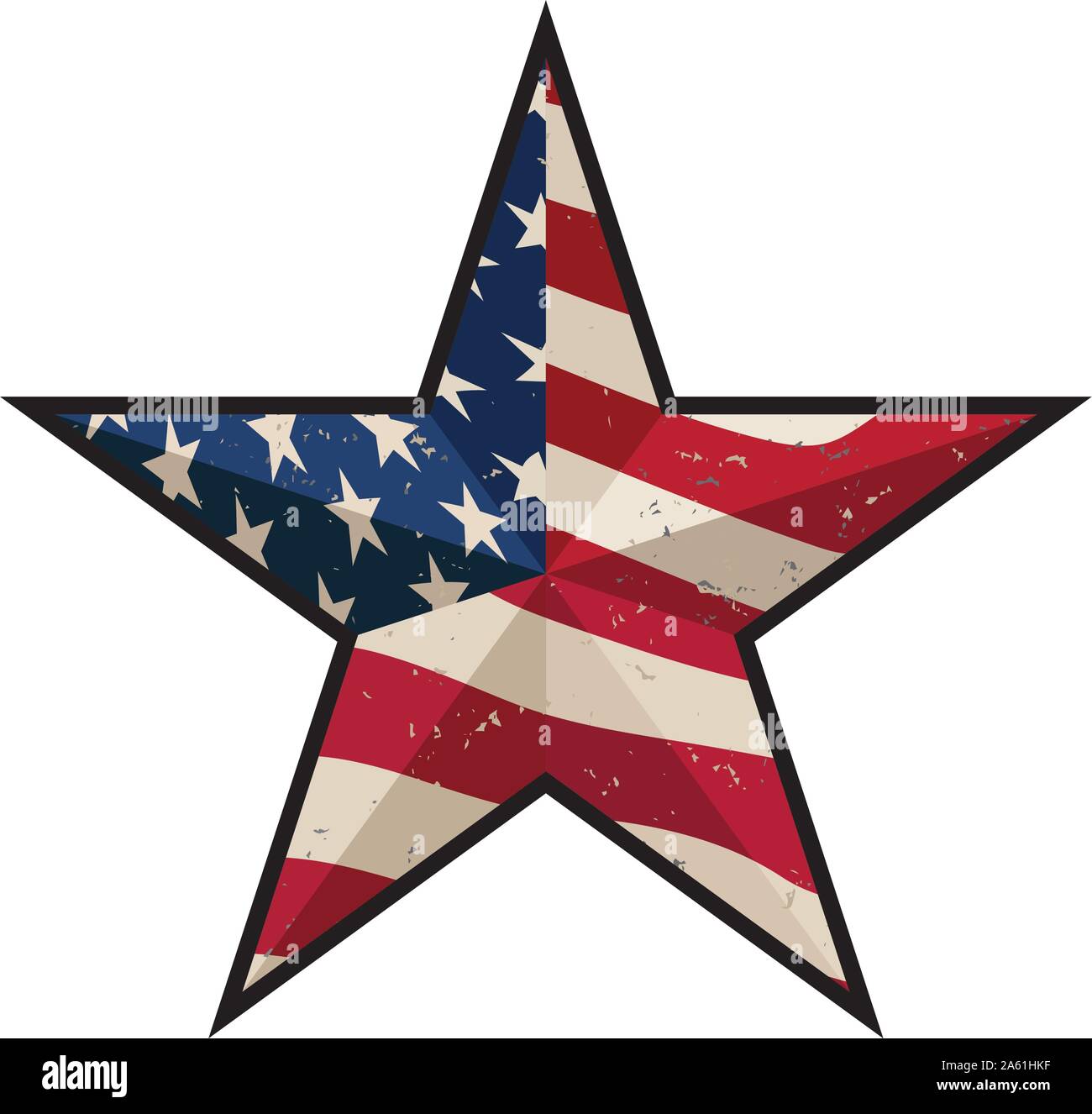 American Patriotic Barn Star with Antique Stars and Stripes Isolated Vector Illustration Stock Vector