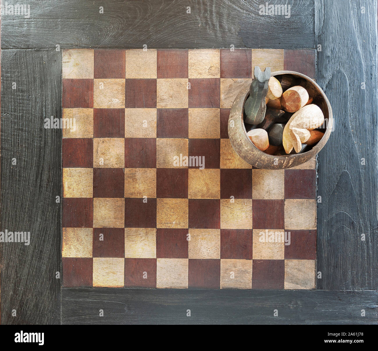 Local Thai people play old traditional Thai chess in public area - slow  life style local people with chess board game concept Stock Photo