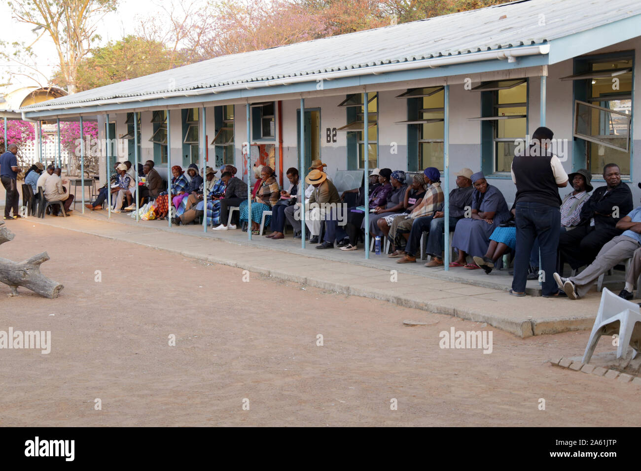 Gaborone Oct 23 19 Xinhua Voters Queue To Cast Their Ballots At Mosielele Primary School Polling Station In Moshupa Botswana Oct 23 19 Botswana Kicked Off Its 12th General