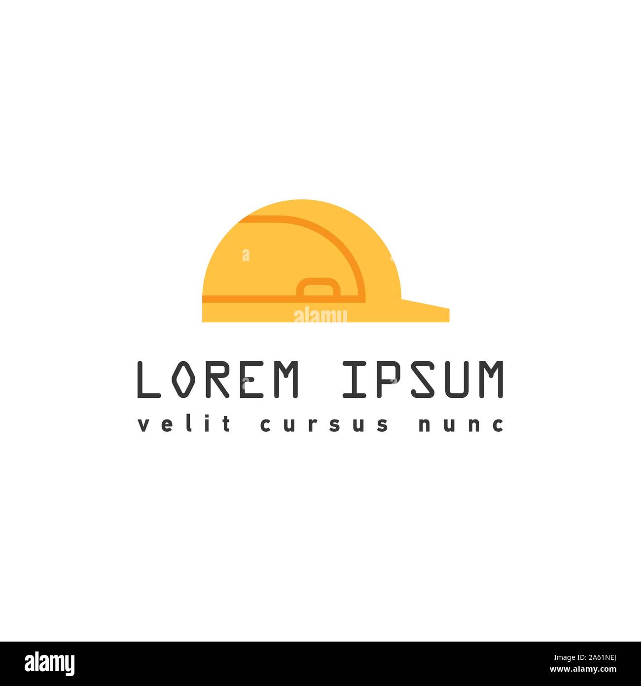 Construction yellow helmet flat icon. Vector illustration isolated on white background Stock Vector
