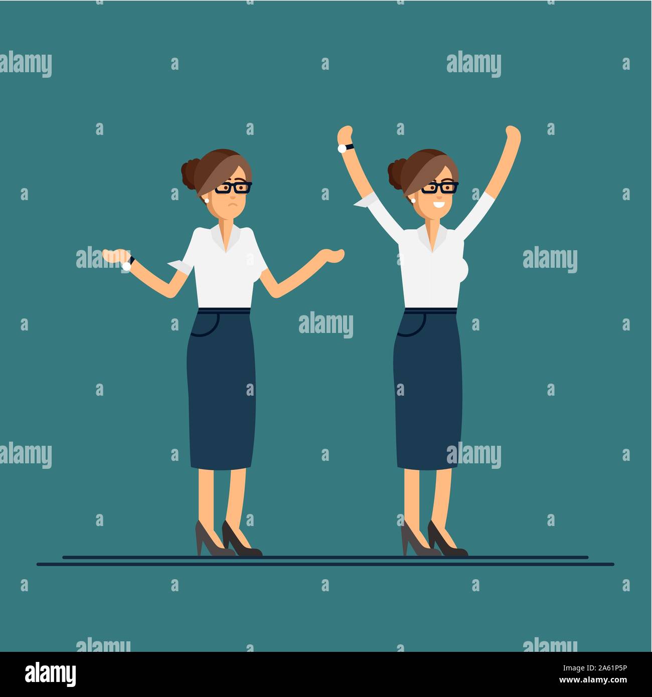 Vector flatt illustration of character in good and bad mood. Business ...