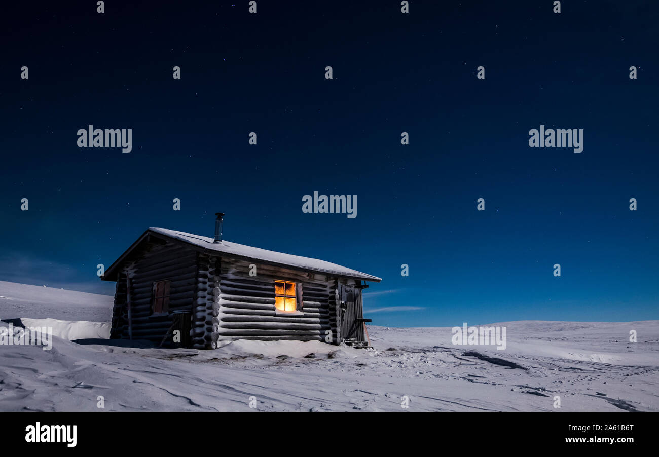 Winter night in Lapland Stock Photo