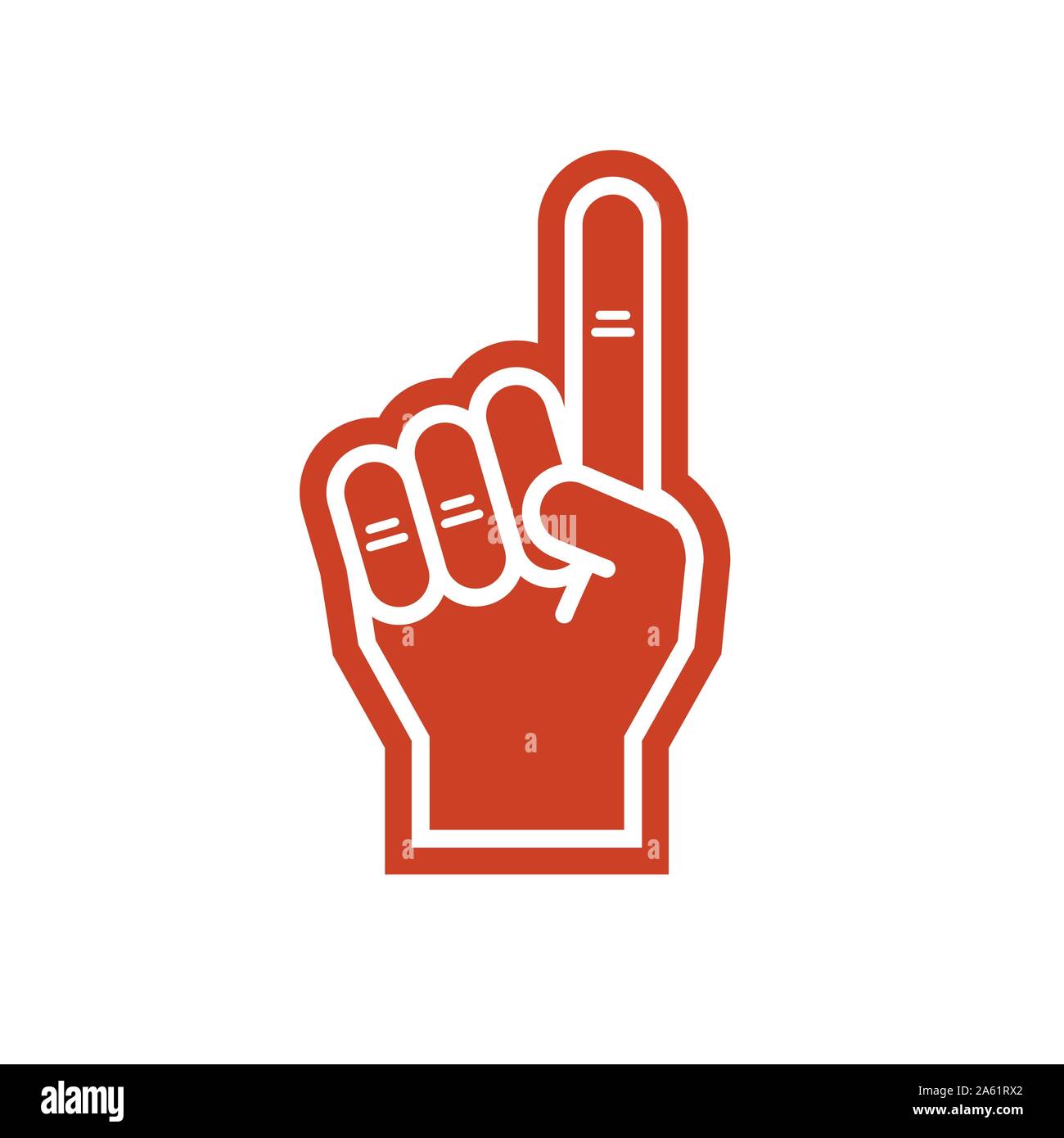 Illustration of a foam finger in red color. Fan hand glover Stock Vector